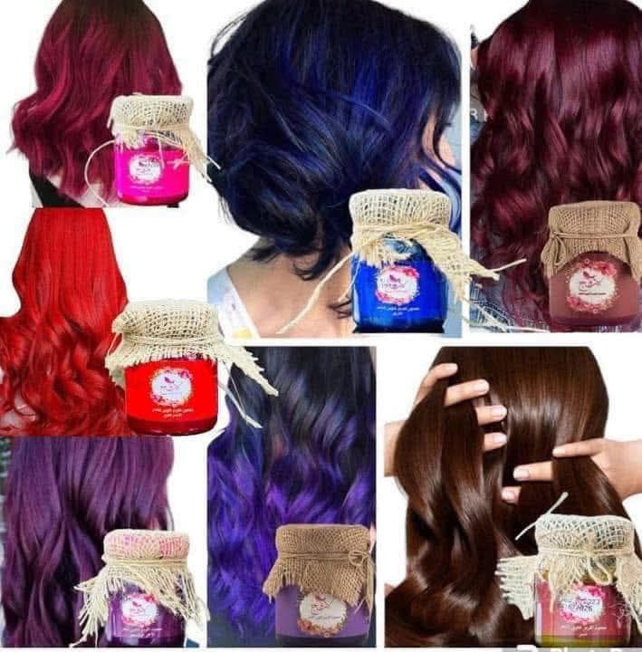 قرمز تلوين الشعر الاصلي قطعة + قطعة هدية